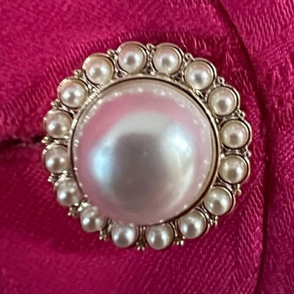 Talbots Petites 2 piece career suit set in hot pink short sleeve suit jacket & s - Picture 6 of 9